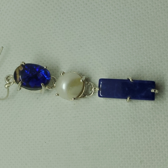 Nwot!! Lapis, River pearl, doublet opal earrings - Picture 2 of 7
